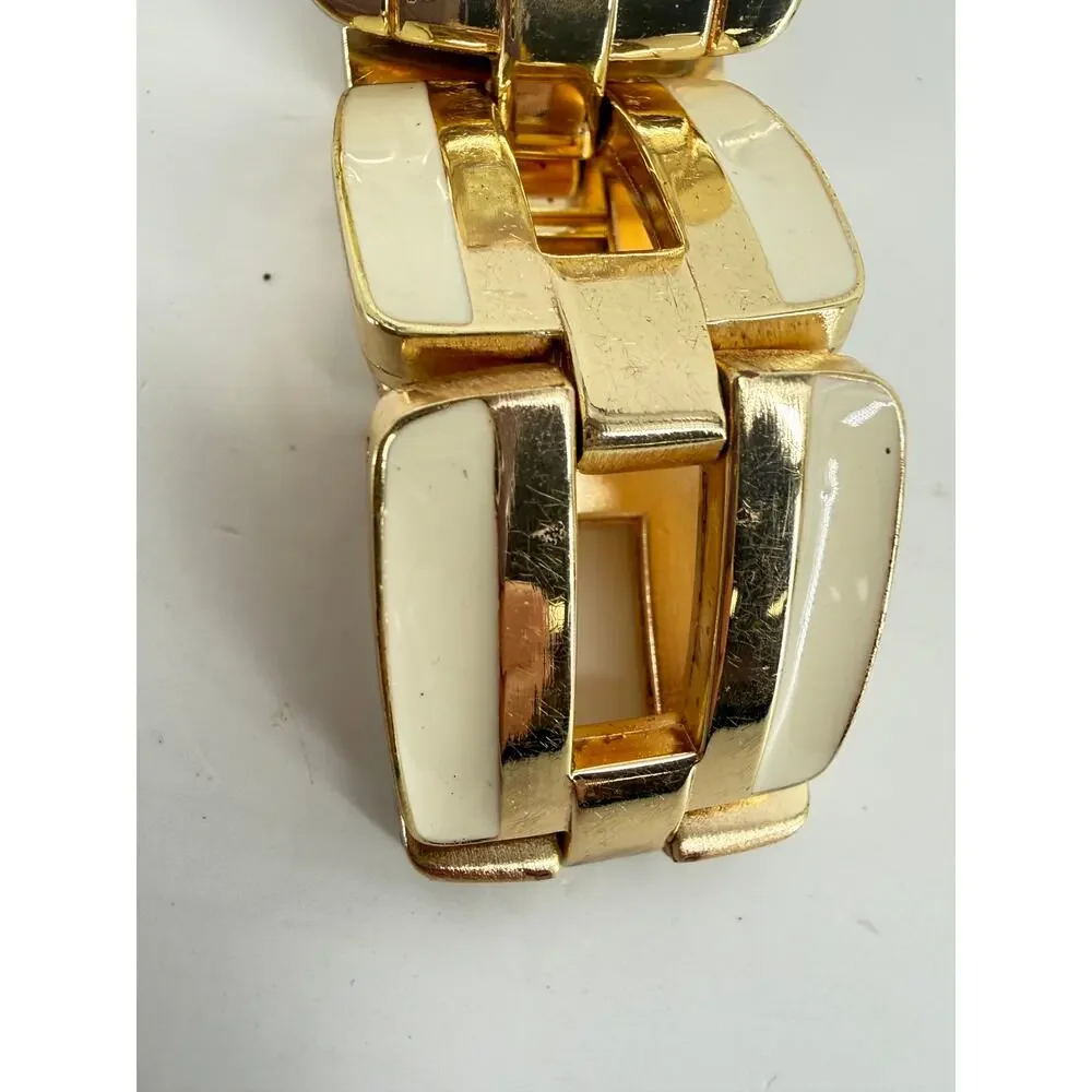 New Vivani Gold Tone Bracelet Watch Chunky Link Statement Jewelry Deadstock